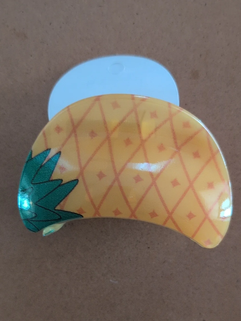 Pineapple Print Crescent Hair Clip - Yellow & Green